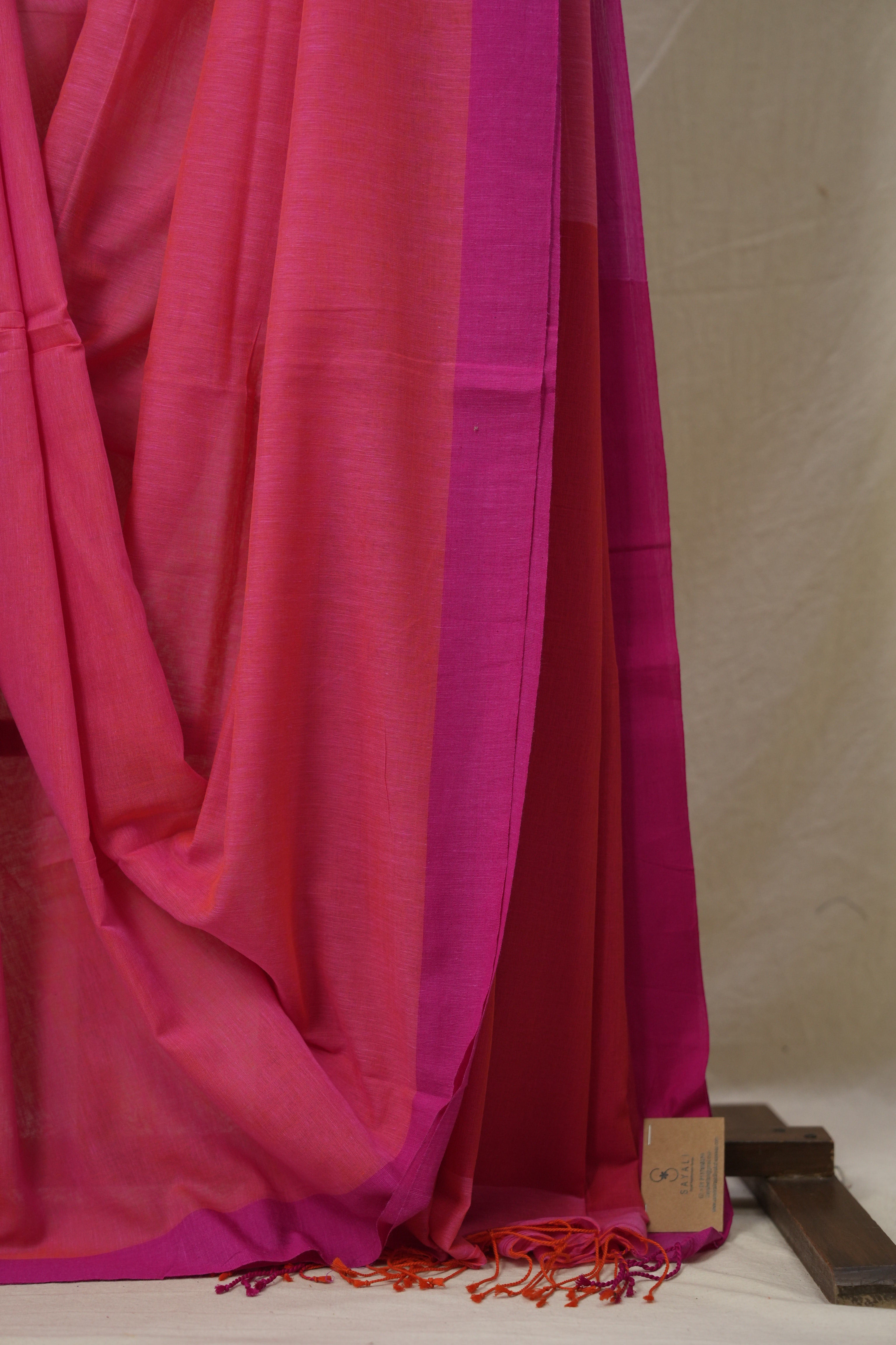 Magenta Pink Bengal Cotton Saree - SRMPBCS140