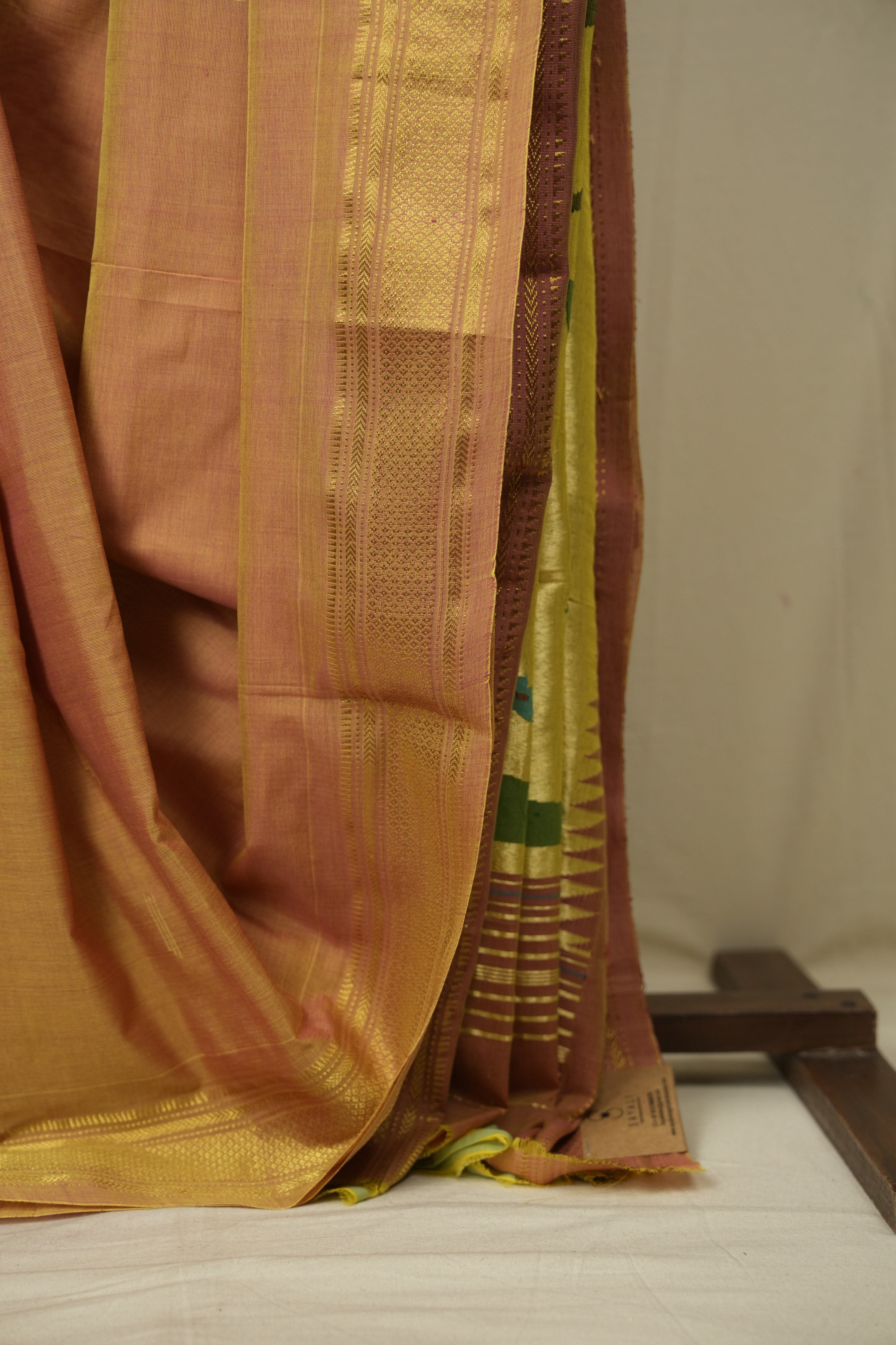 Two Tone Peach Cotton Paithani Saree - SRTTPCPS802