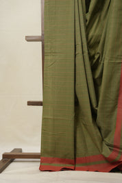 Olive Green Cotton Ilkal Saree  - SROGCIS705