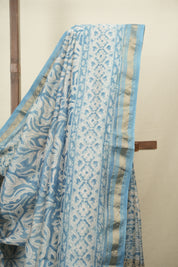 Sky Blue HBP Cotton Silk Saree With Maheshwari Border - SRSBCSS1830