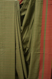 Olive Green Cotton Ilkal Saree  - SROGCIS705