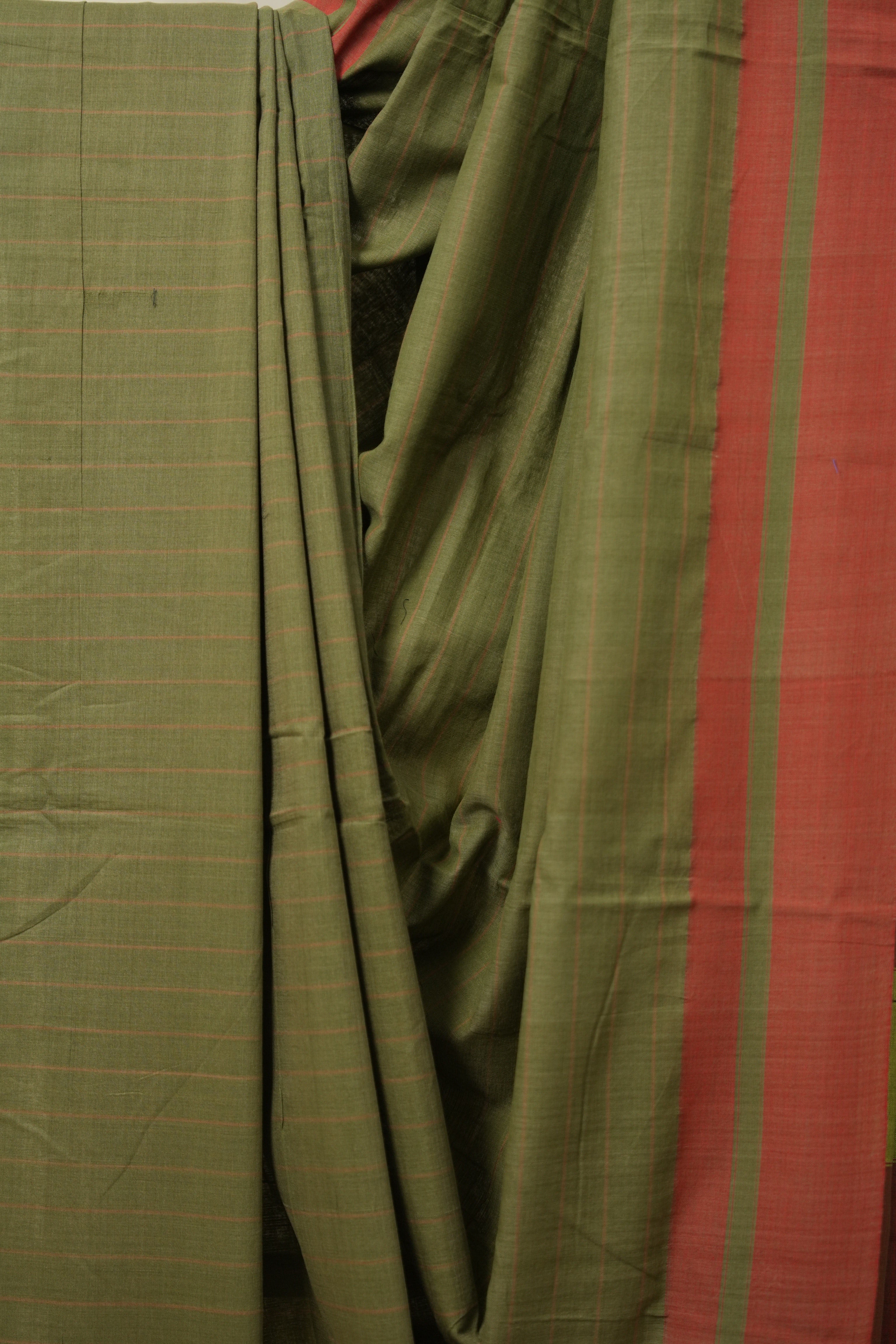Olive Green Cotton Ilkal Saree  - SROGCIS705