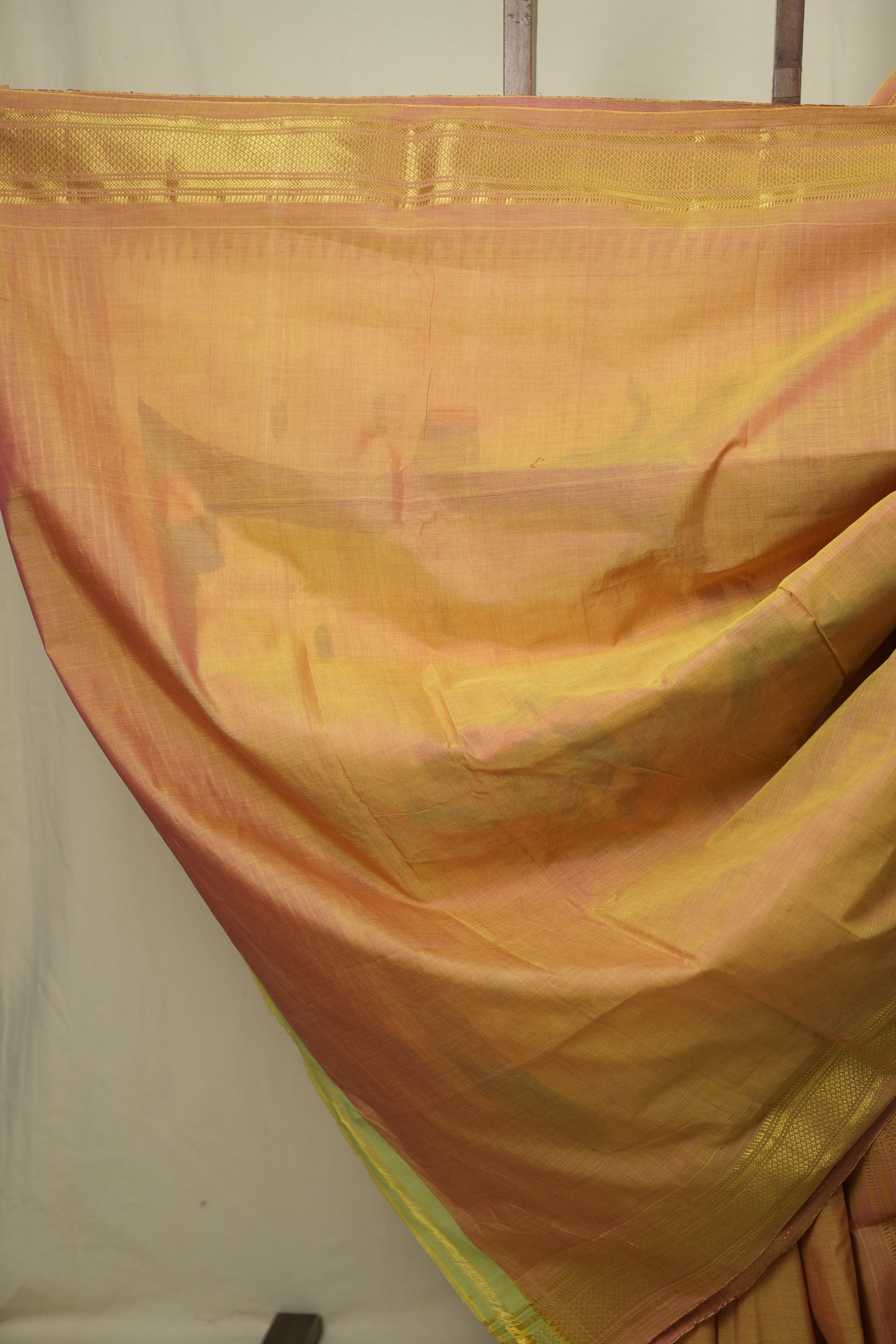 Two Tone Peach Cotton Paithani Saree - SRTTPCPS802