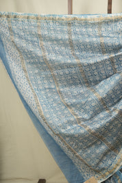 Sky Blue HBP Cotton Silk Saree With Maheshwari Border - SRSBCSS1830