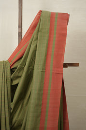 Olive Green Cotton Ilkal Saree  - SROGCIS705