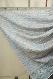 Sky Blue HBP Cotton Silk Saree With Maheshwari Border - SRSBCSS1830