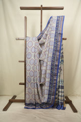 White HBP Cotton Silk Saree With Maheshwari Border - SRWCSS1825