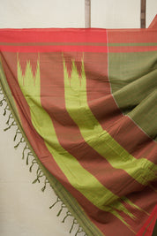 Olive Green Cotton Ilkal Saree  - SROGCIS705