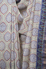 White HBP Cotton Silk Saree With Maheshwari Border - SRWCSS1825