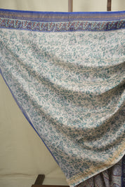 White HBP Cotton Silk Saree With Maheshwari Border - SRWCSS1825