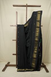 Black Cotton Paithani Saree - SRBCPS789