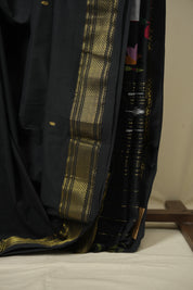 Black Cotton Paithani Saree - SRBCPS789