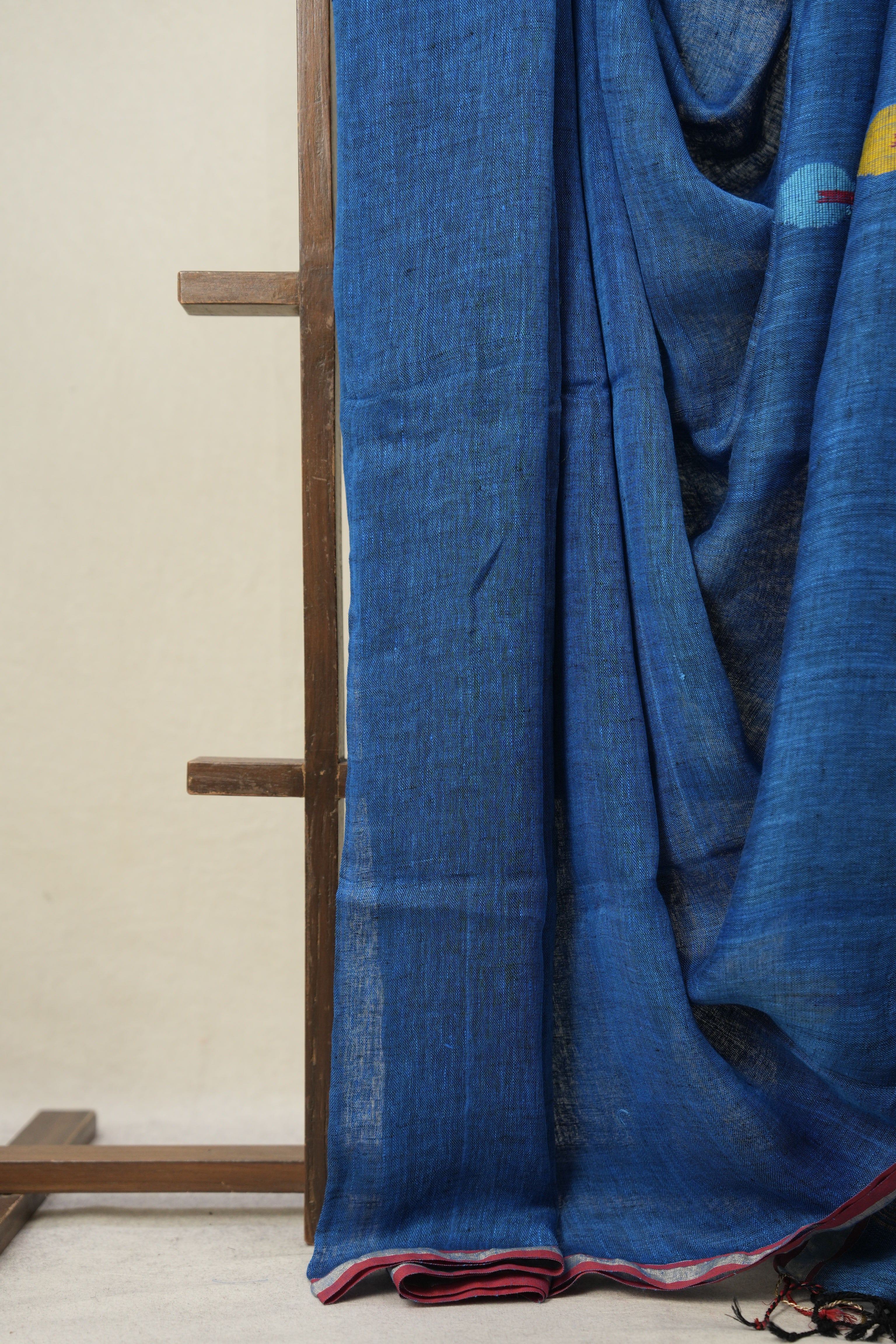 Peacock Blue Linen Jamdani Saree - SPBLJS512