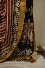 Off-White -Red HBP Cotton Silk Saree With Maheshwari Border - SROWRCSS1827
