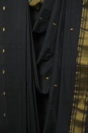 Black Cotton Paithani Saree - SRBCPS789
