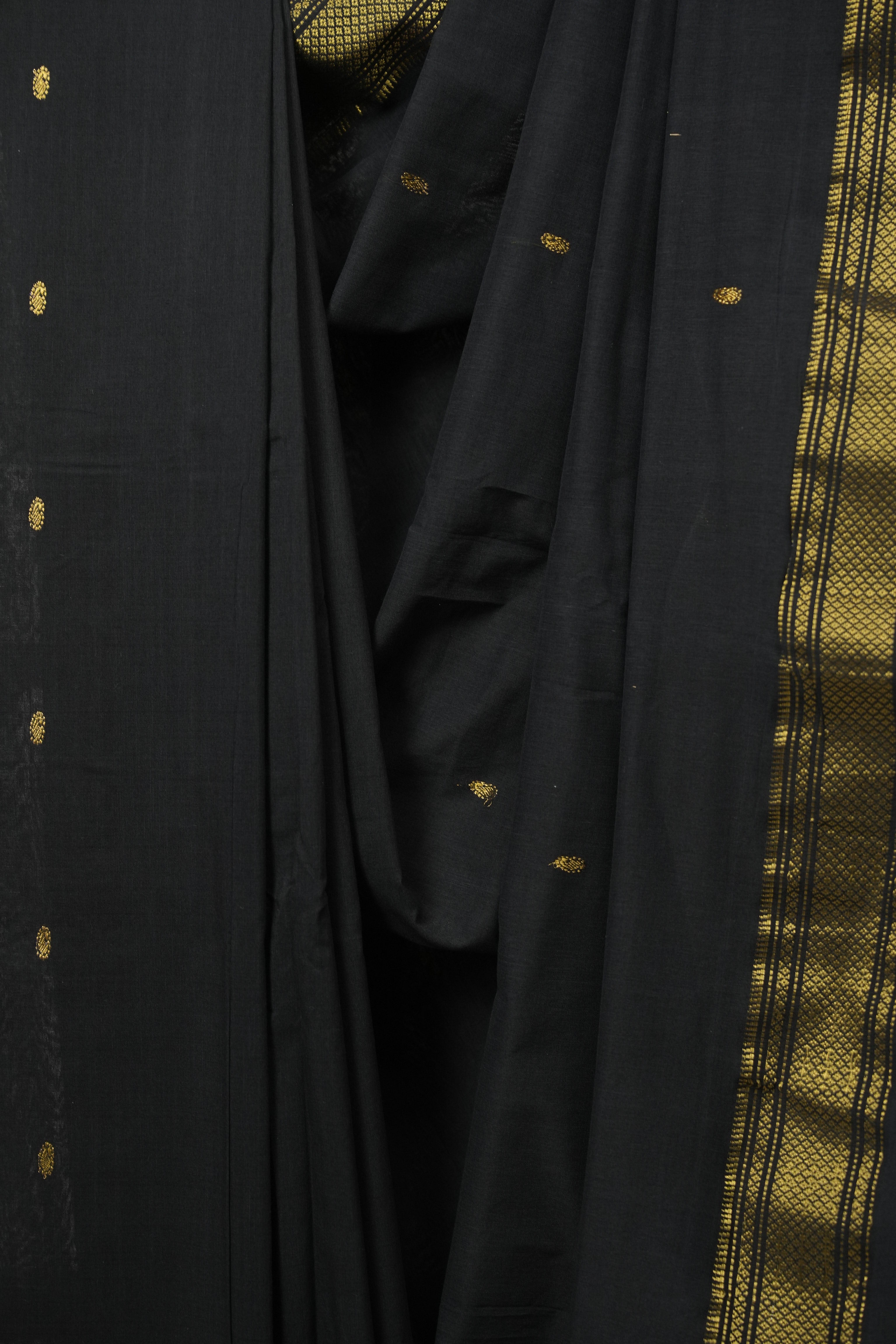 Black Cotton Paithani Saree - SRBCPS789