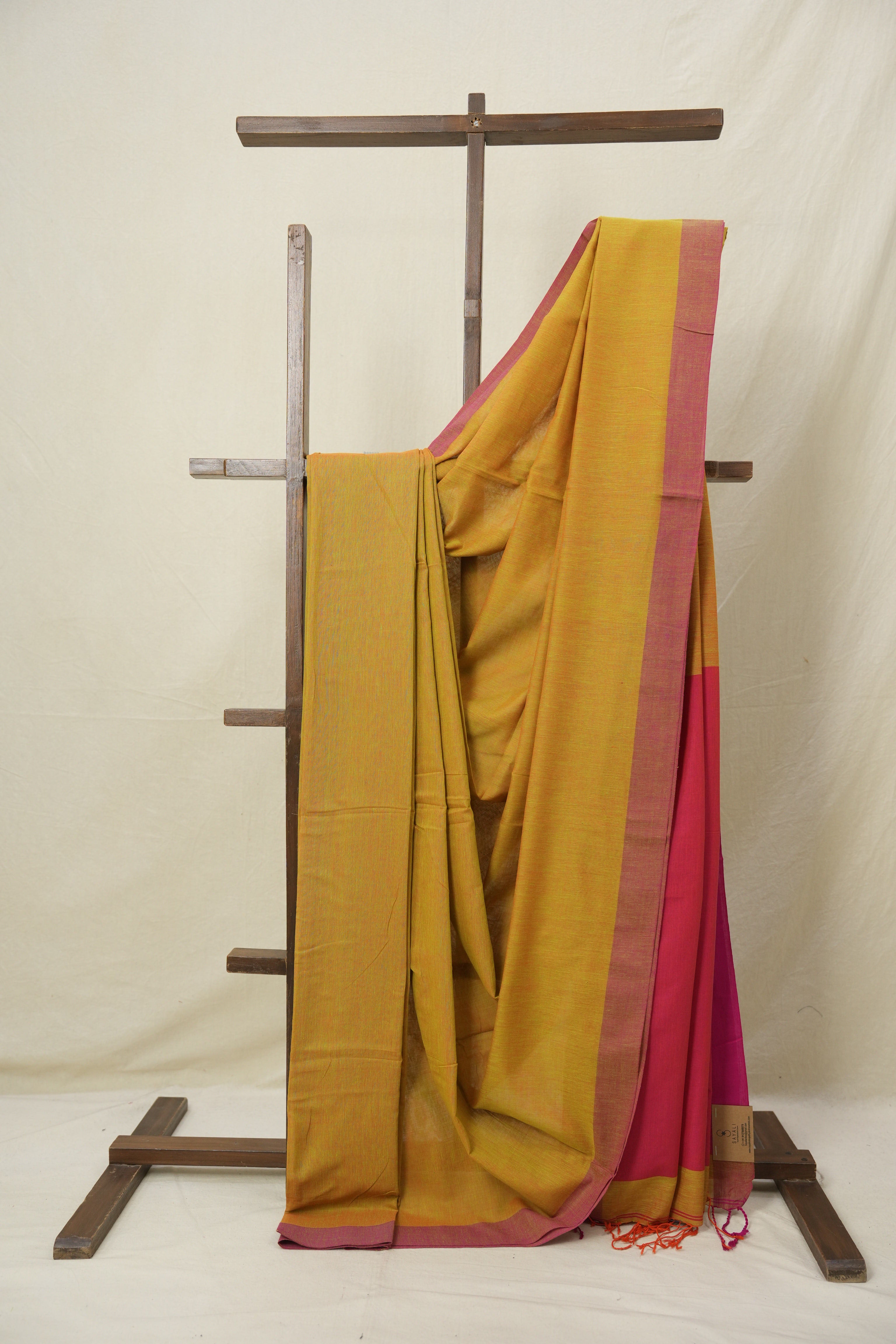 Mustard Bengal Cotton Saree - SRMBCS139