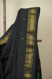 Black Cotton Paithani Saree - SRBCPS789