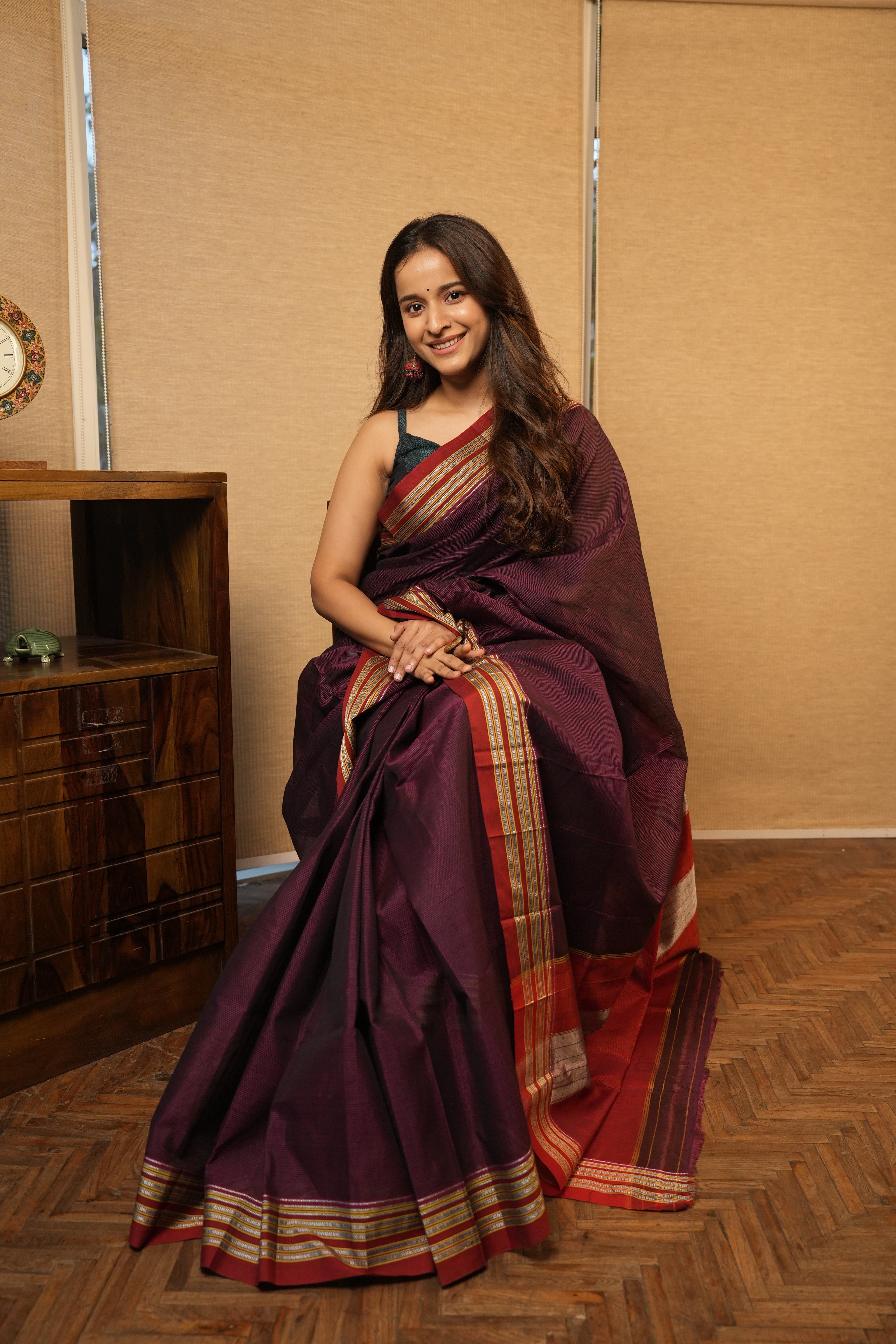 Purple Cotton Ilkal Saree - SRPCIS876