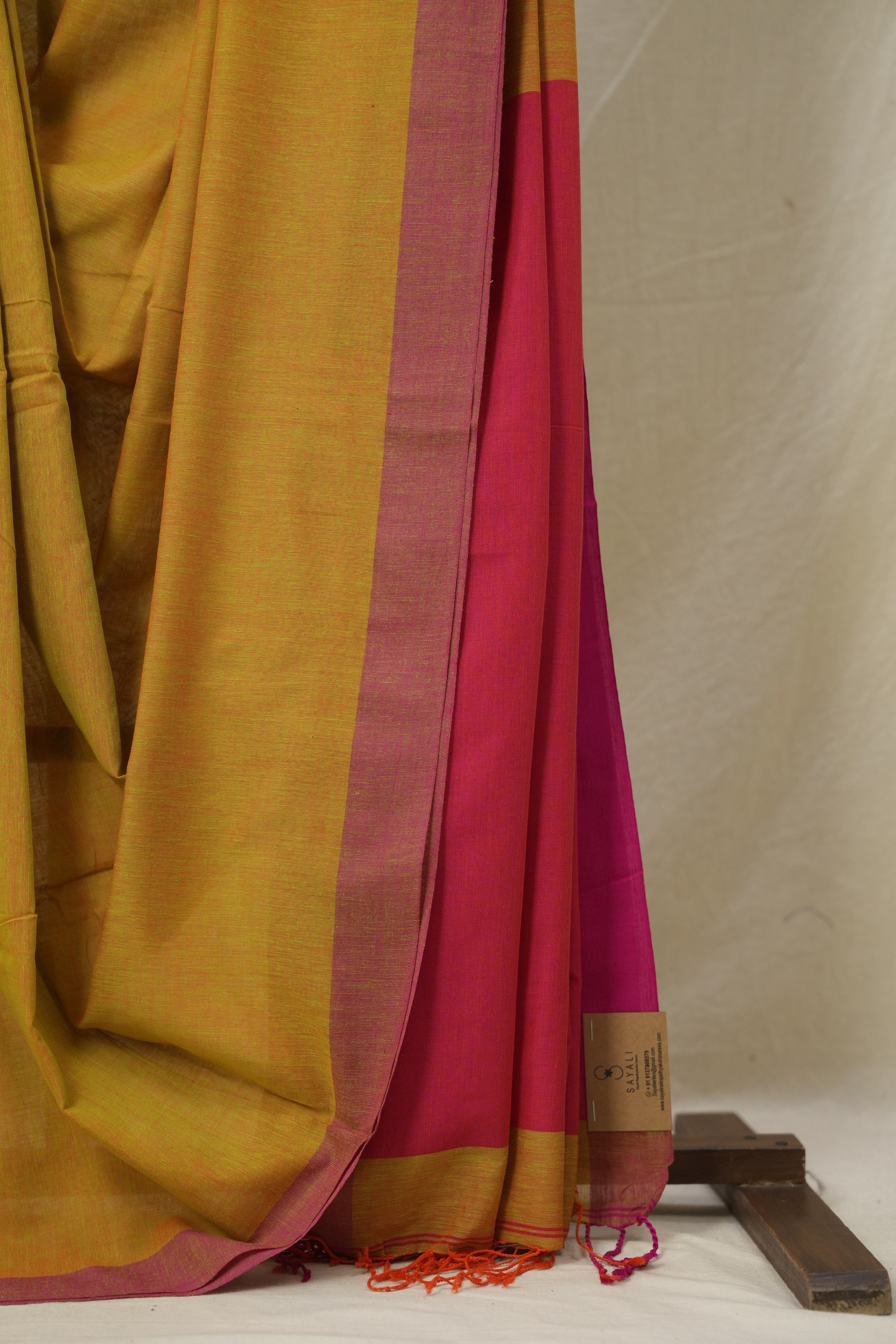 Mustard Bengal Cotton Saree - SRMBCS139