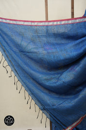 Peacock Blue Linen Jamdani Saree - SPBLJS512