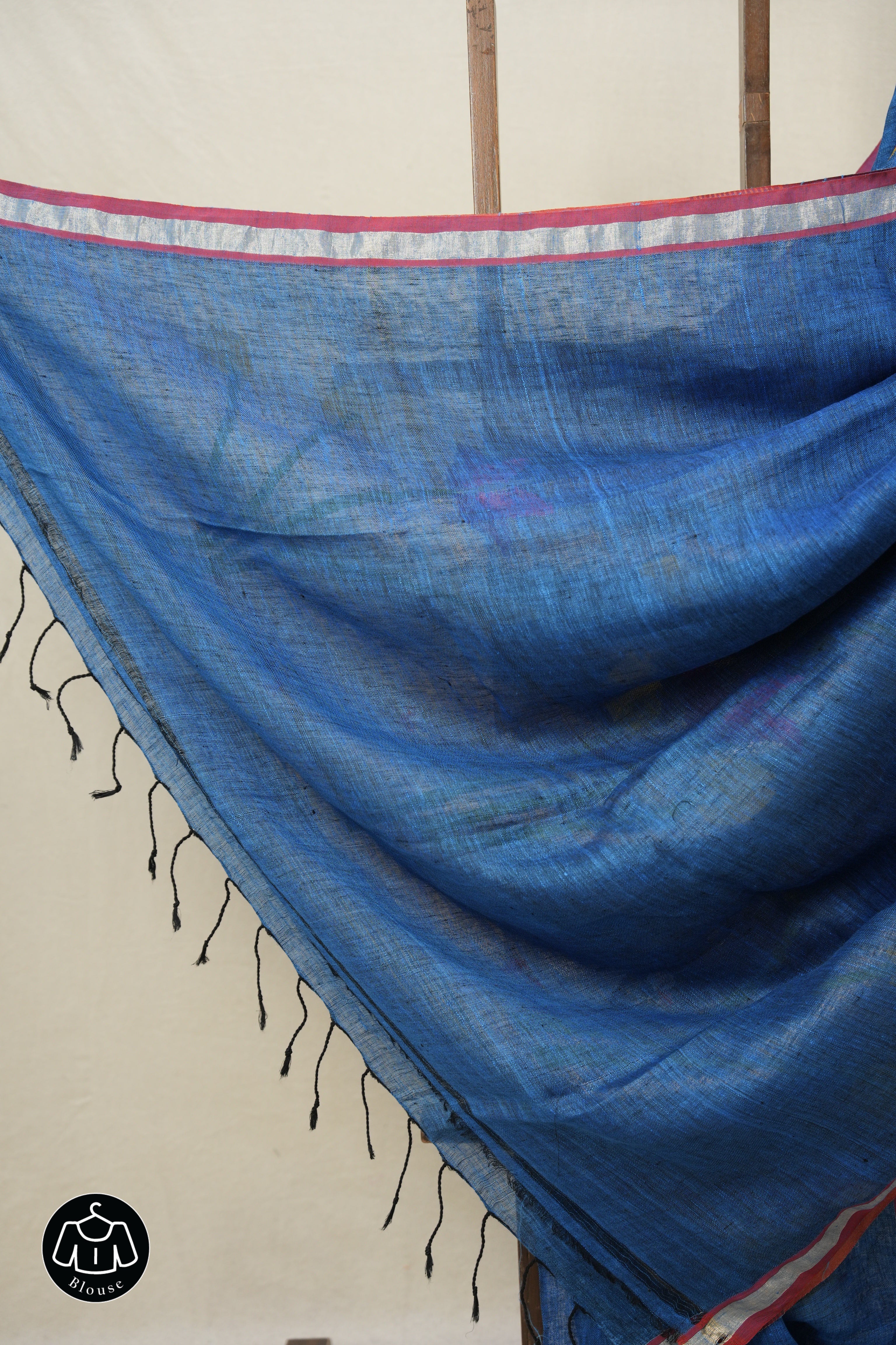 Peacock Blue Linen Jamdani Saree - SPBLJS512