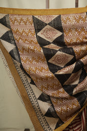 Off-White -Red HBP Cotton Silk Saree With Maheshwari Border - SROWRCSS1827