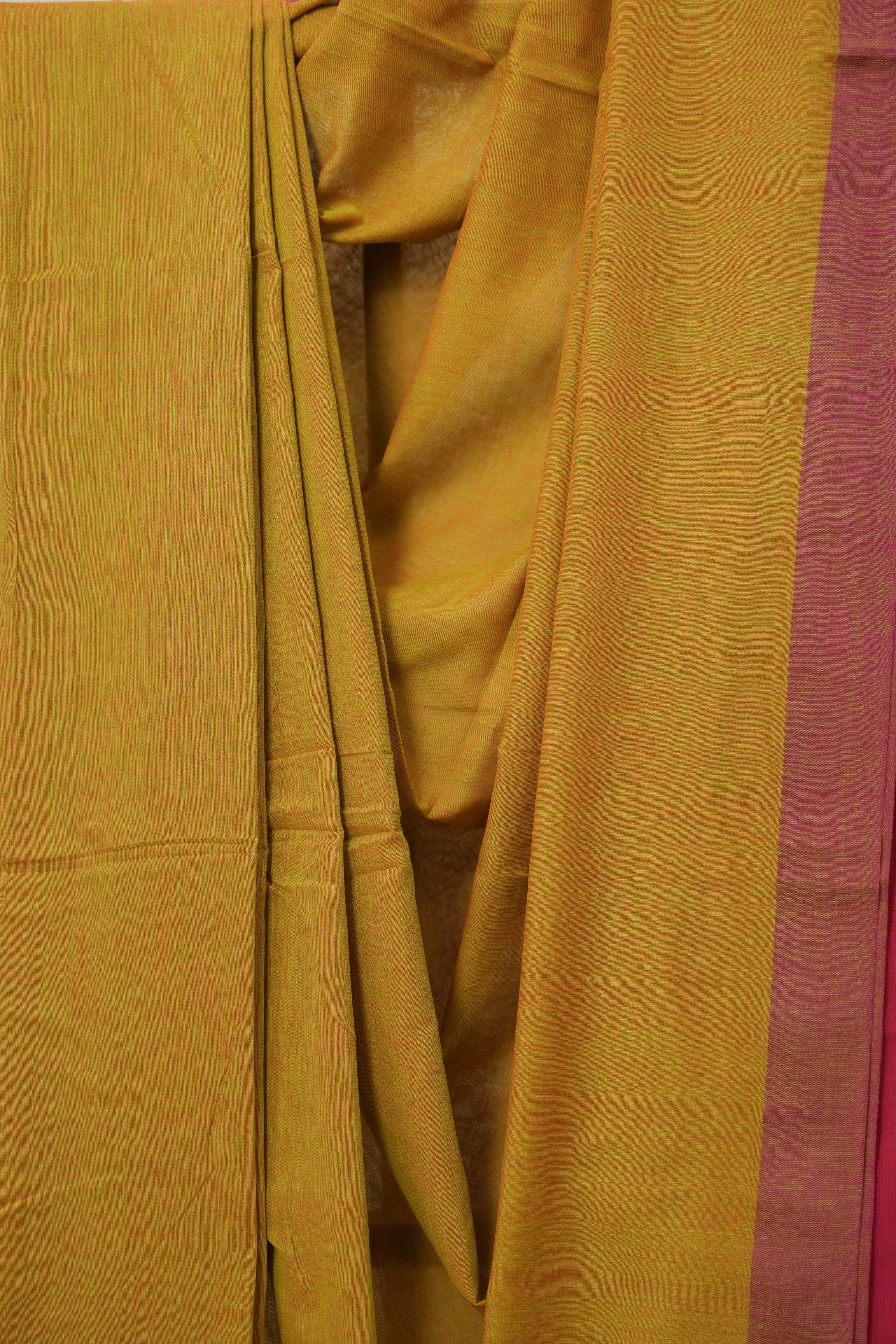 Mustard Bengal Cotton Saree - SRMBCS139