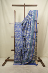 Blue HBP Cotton Silk Saree With Maheshwari Border - SRBCSS1824