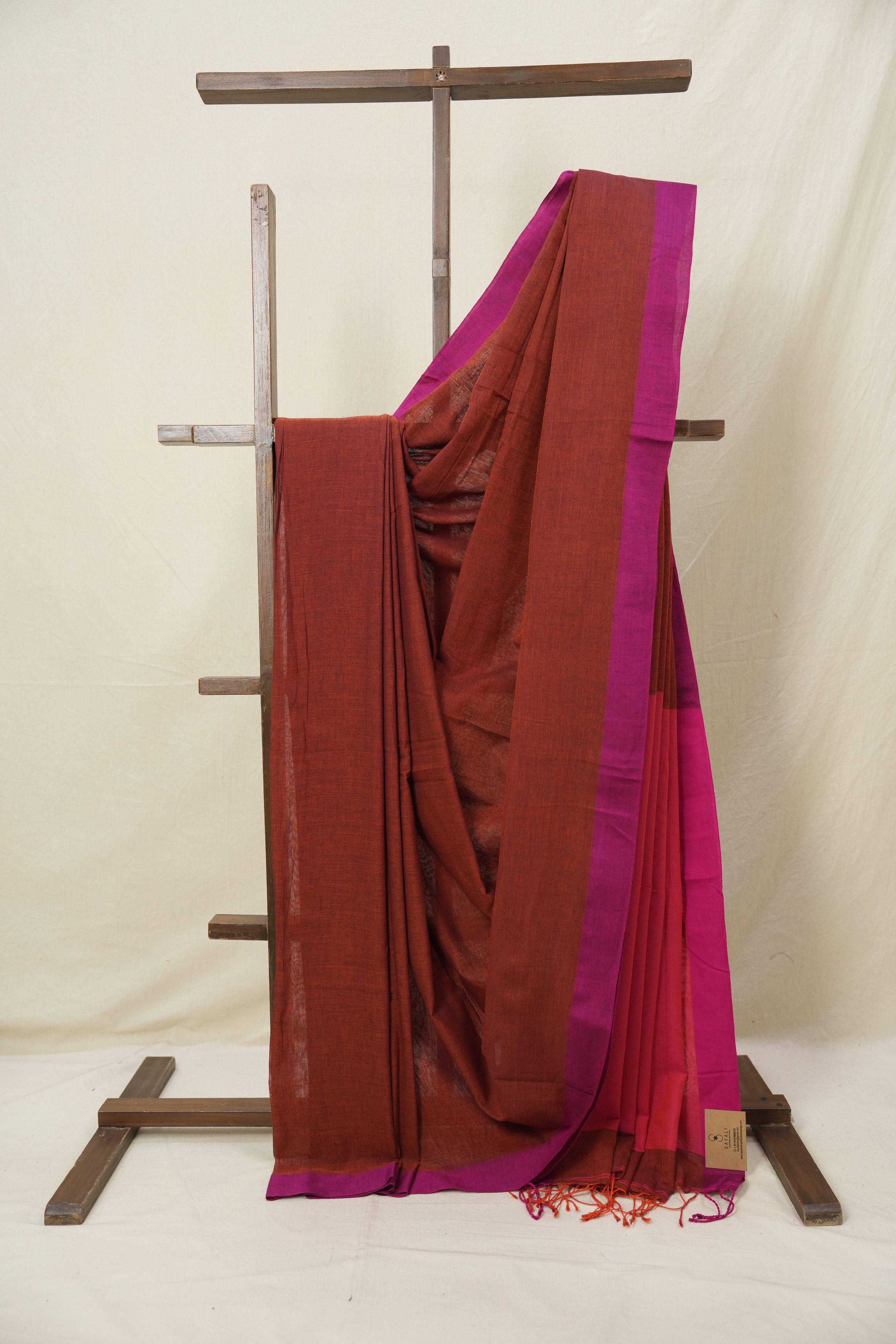 Maroon Bengal Cotton Saree - SRMBCS152