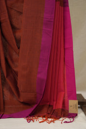 Maroon Bengal Cotton Saree - SRMBCS152