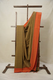Olive Green Cotton Ilkal Saree  - SROGCIS644