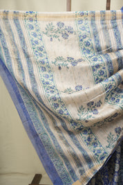 Blue HBP Cotton Silk Saree With Maheshwari Border - SRBCSS1824