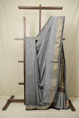 Grey Cotton Paithani Saree - SRGCPS796