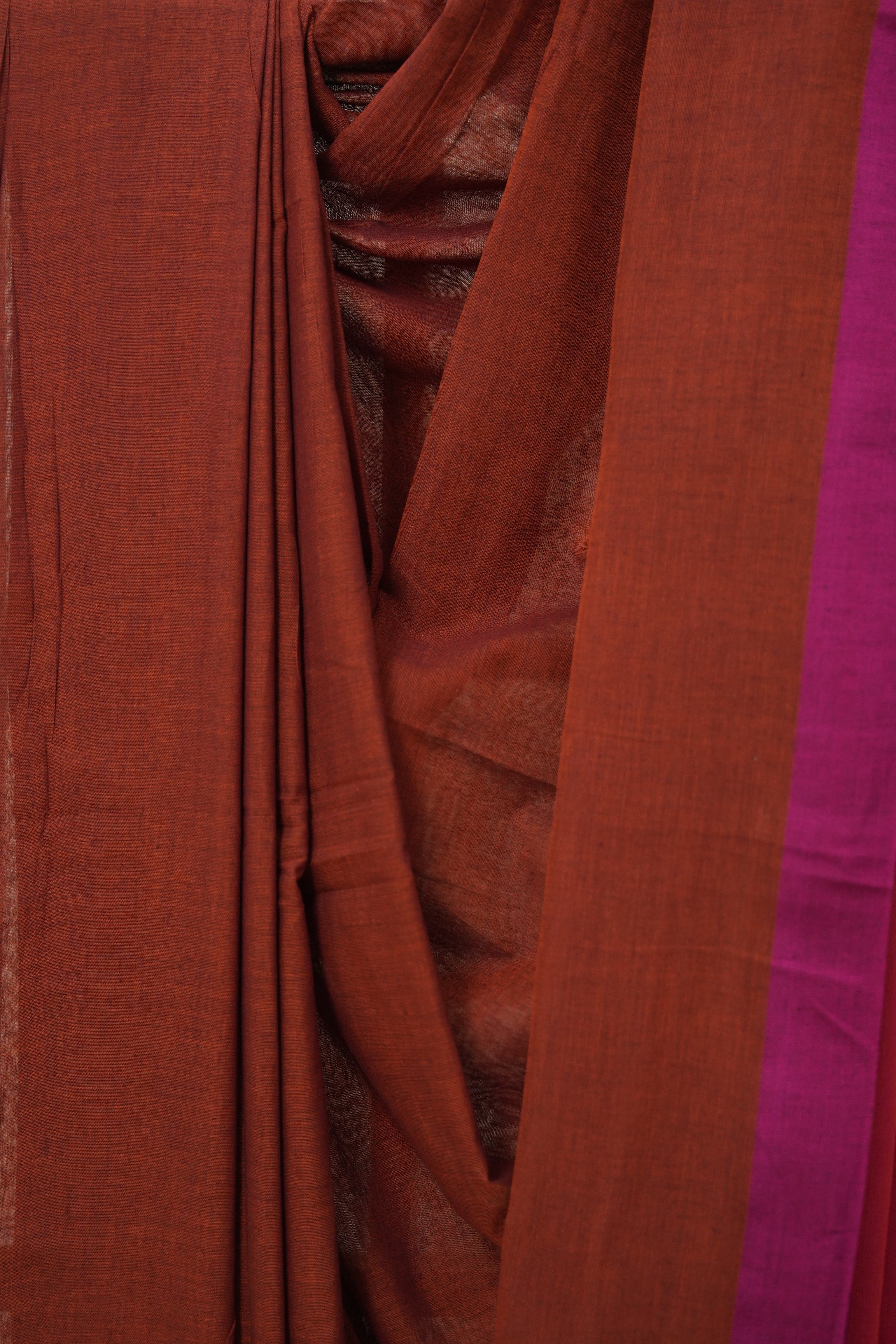 Maroon Bengal Cotton Saree - SRMBCS152