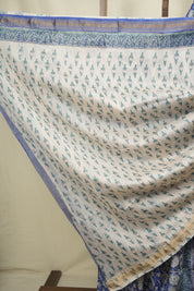 Blue HBP Cotton Silk Saree With Maheshwari Border - SRBCSS1824