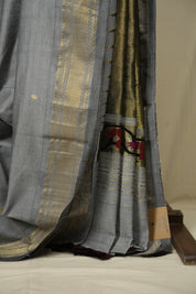 Grey Cotton Paithani Saree - SRGCPS796