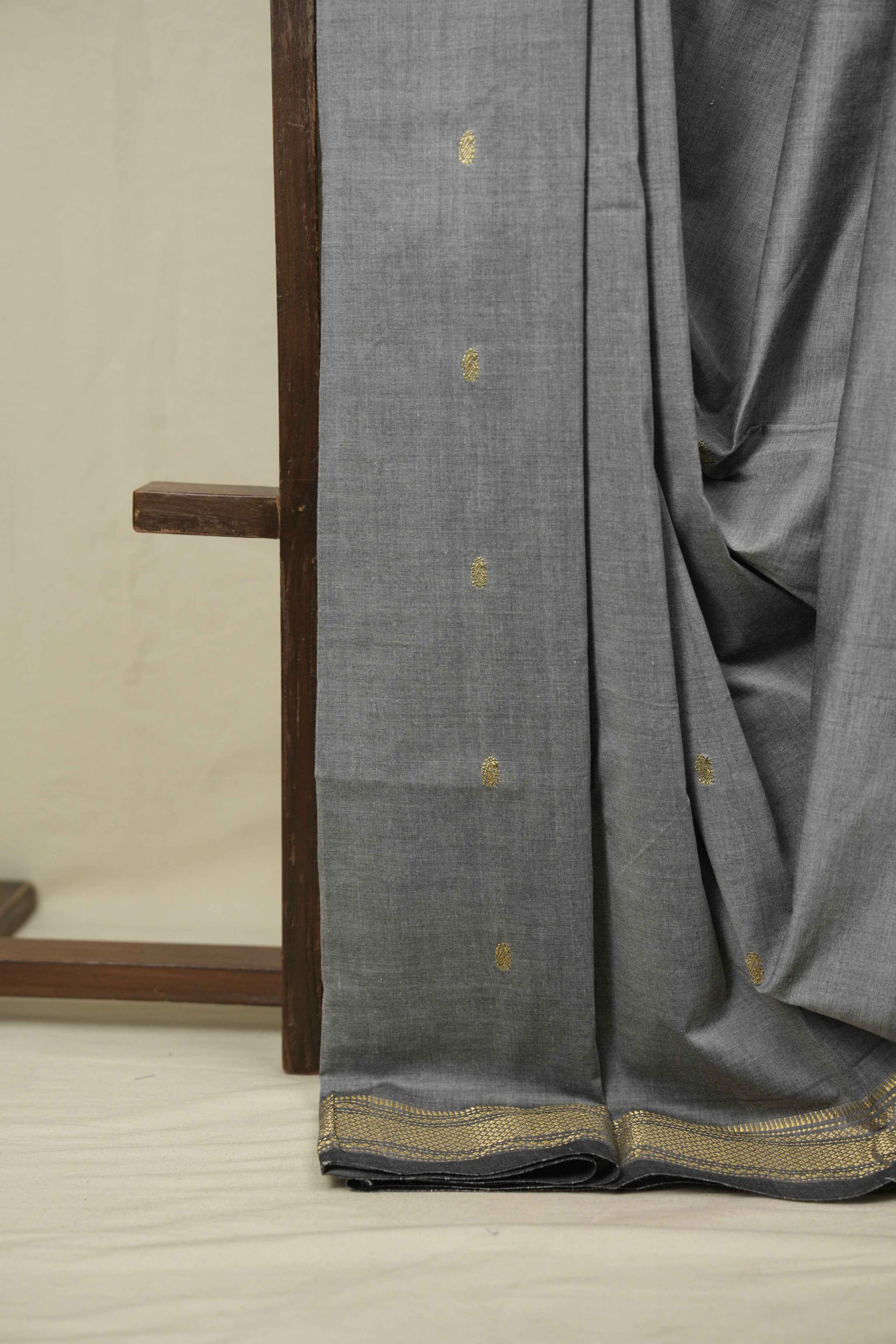 Grey Cotton Paithani Saree - SRGCPS796