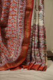 Orange HBP Cotton Silk Saree With Maheshwari Border - SROCSS1823