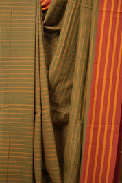 Olive Green Cotton Ilkal Saree  - SROGCIS644