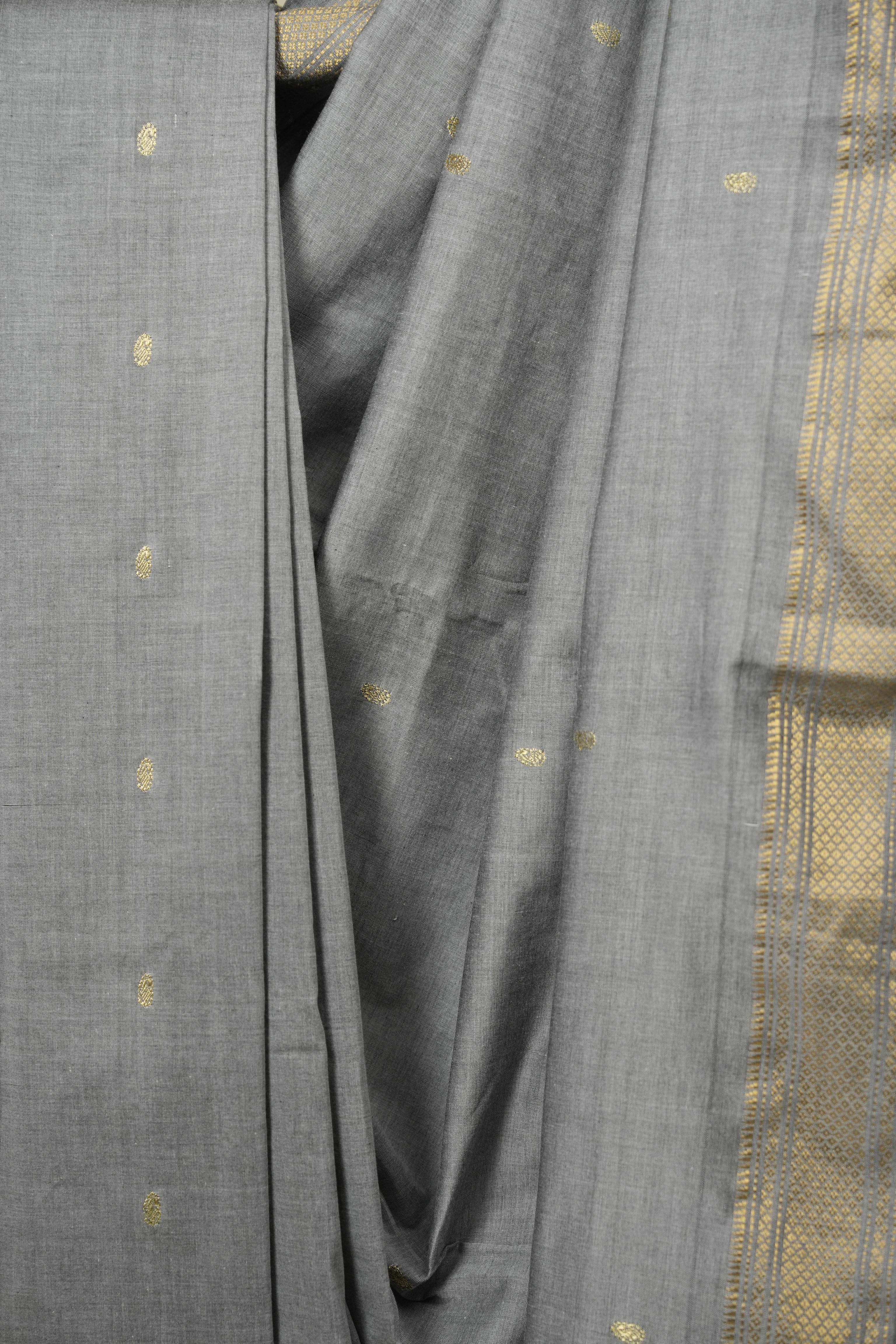 Grey Cotton Paithani Saree - SRGCPS796