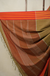 Olive Green Cotton Ilkal Saree  - SROGCIS644