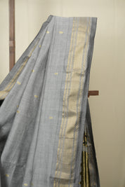 Grey Cotton Paithani Saree - SRGCPS796