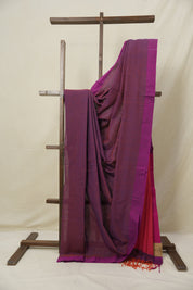Plum Purple Bengal Cotton Saree - SRPPBCS153