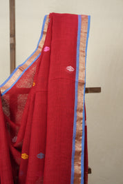 Red Linen Jamdani Saree - SRRLJS507