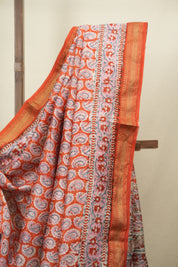 Orange HBP Cotton Silk Saree With Maheshwari Border - SROCSS1823