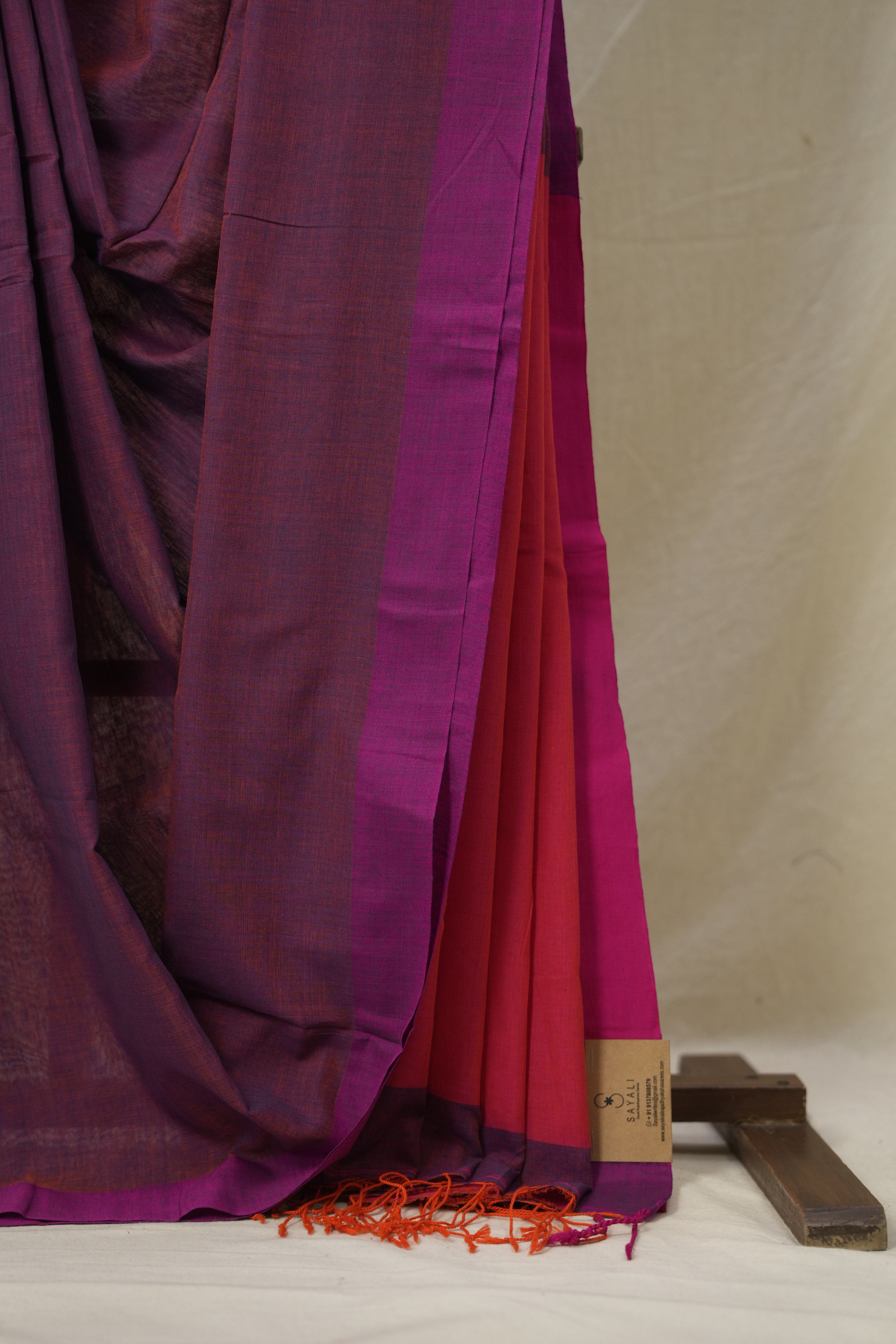 Plum Purple Bengal Cotton Saree - SRPPBCS153