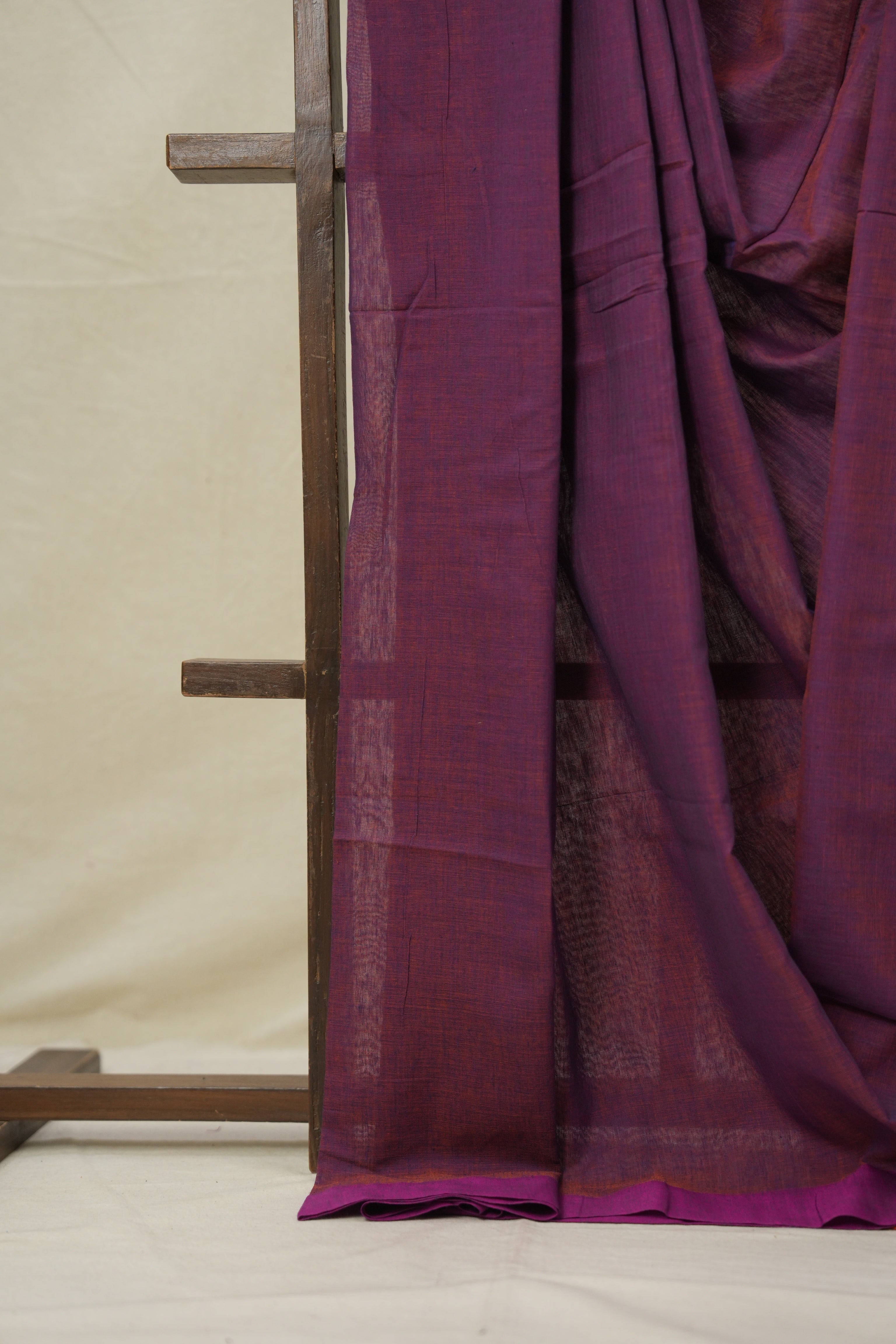 Plum Purple Bengal Cotton Saree - SRPPBCS153