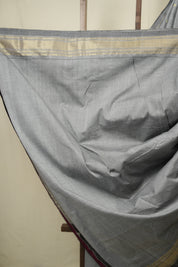 Grey Cotton Paithani Saree - SRGCPS796