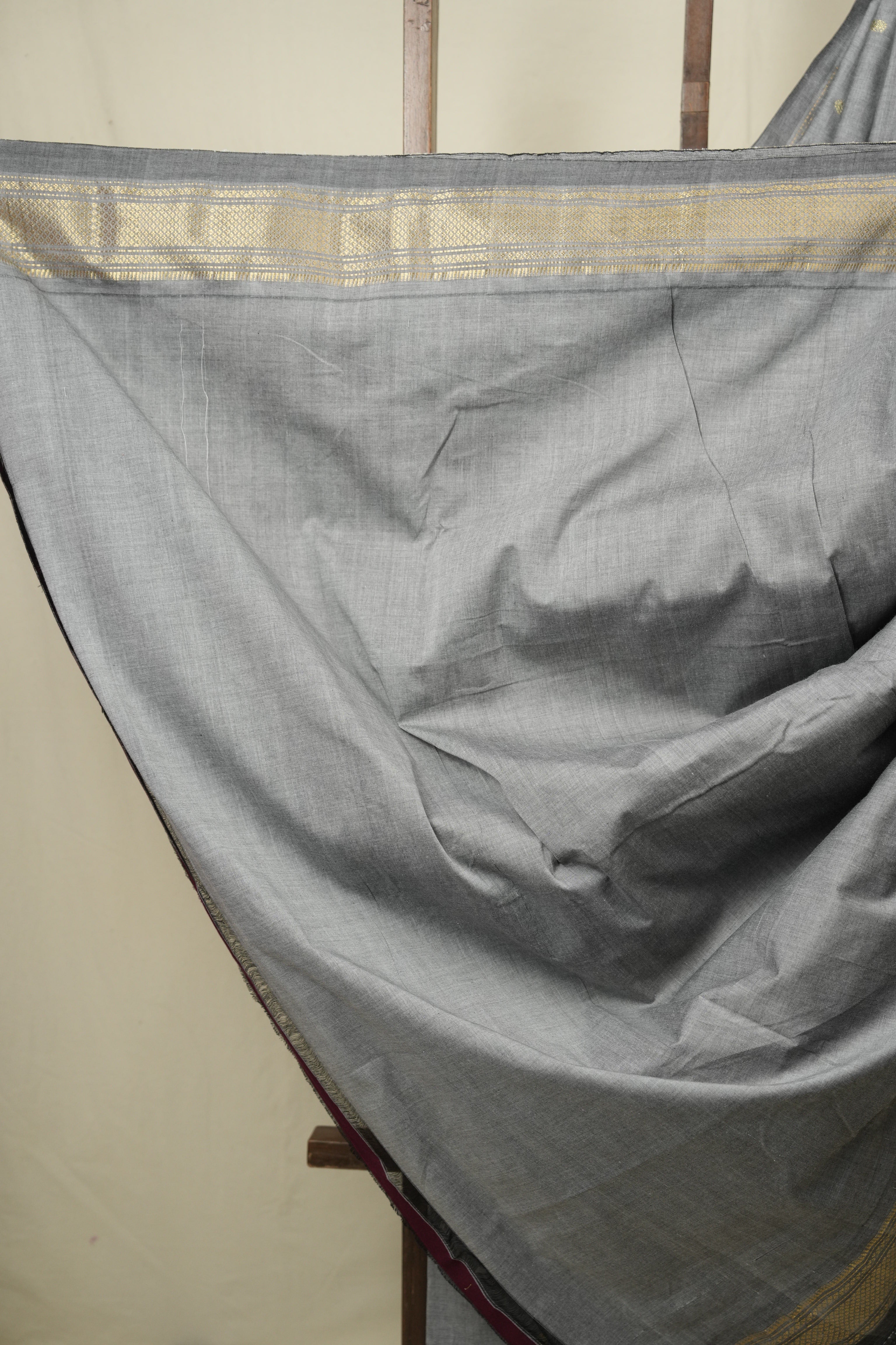 Grey Cotton Paithani Saree - SRGCPS796